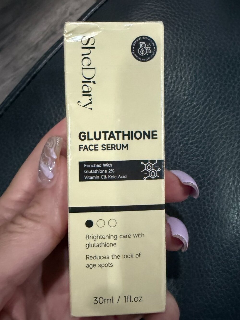 NIB SheDiary Glutathione 2% Face Serum 1oz Vitamin C Kojic Acid Sealed